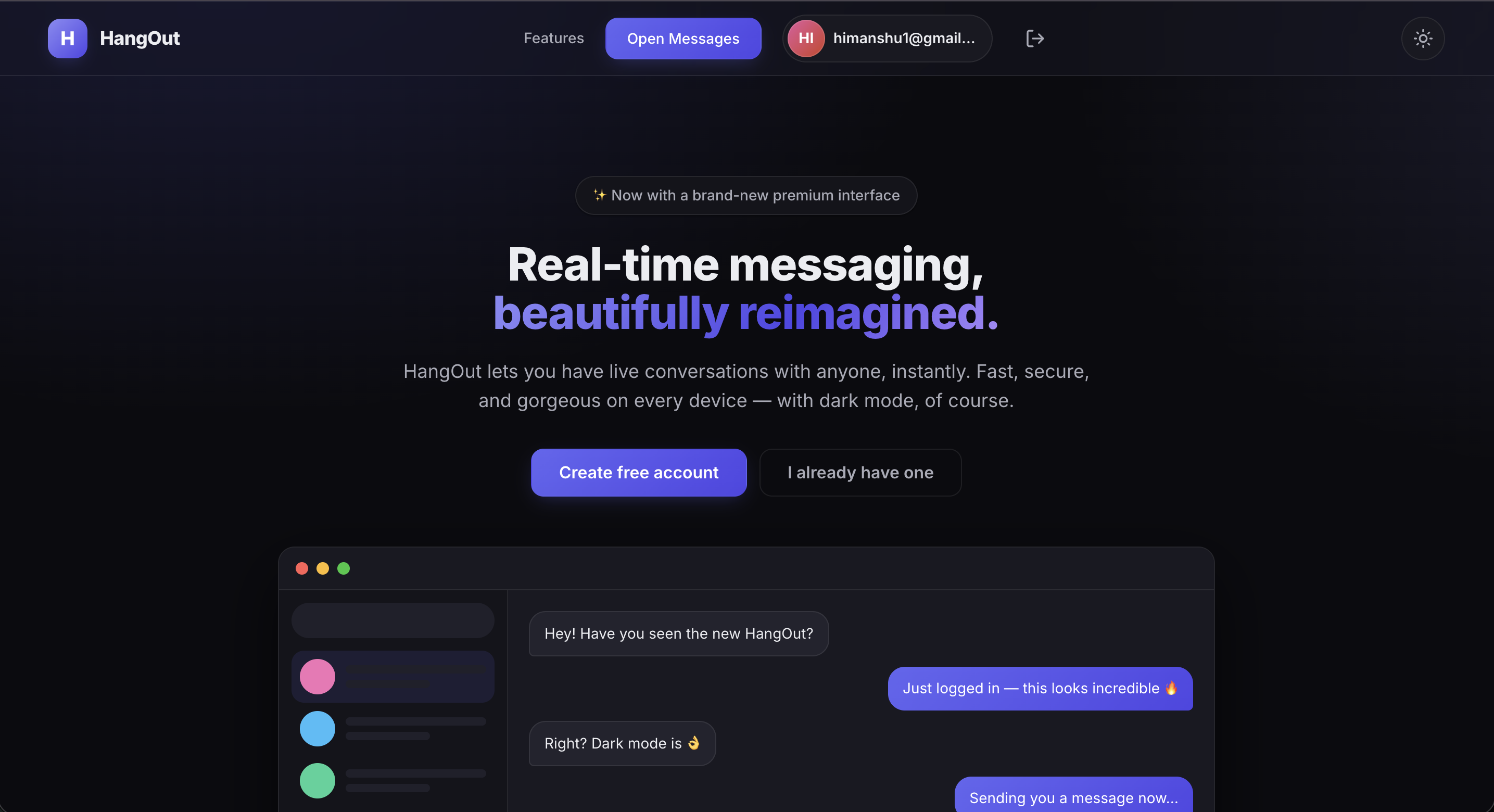 Hangout real-time chat app